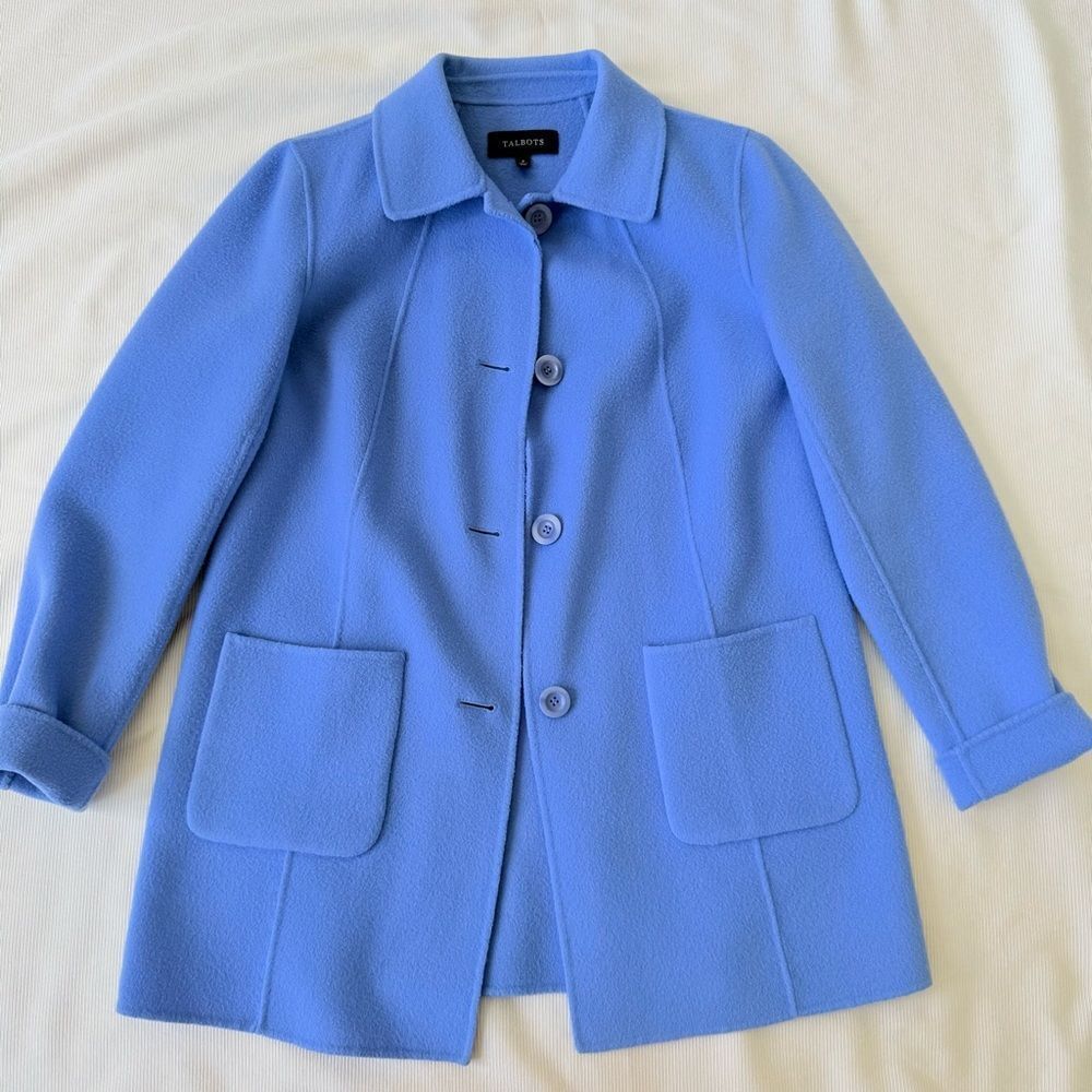 Talbots Womens Jacket Blazer Wool Longsleeve Blue Business Casual Elegant 4